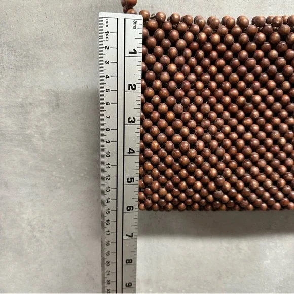 Classiques Entier‎ Wooden Beaded Small Purse Bag Brown Crossbody Boho Zip - Picture 9 of 12